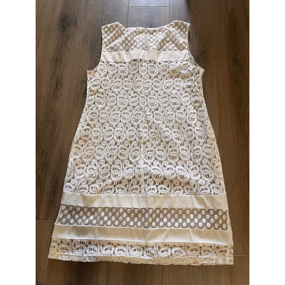 Mod 1960s Style Lace Shift Dress Knee Length Bridal Resort Cocktail Chico 2.5/14 - Picture 4 of 6